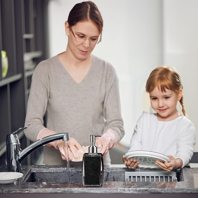 Navy Blue Soap Dispenser with Refillable Plastic Pump - Image 5