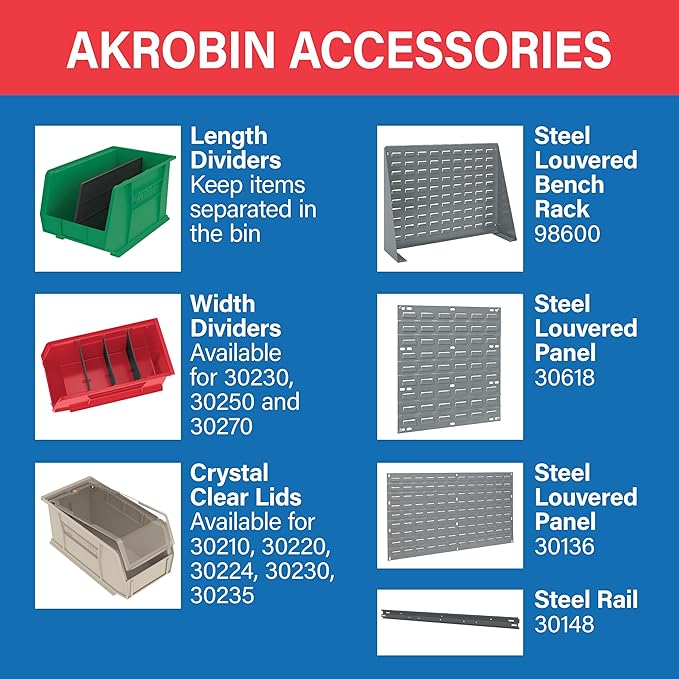 Akro-Mils 30270 AkroBins Plastic Storage Bins, Space-Saving Stackable Bins - Image 5