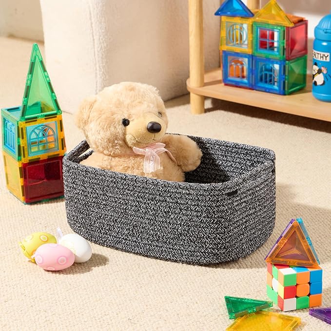 Small Storage Baskets for Organizing | Closet Organizer Bins | Shelf Toy Basket - Image 4