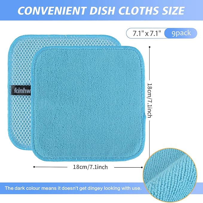 KinHwa Kitchen Washcloths for Dishes Absorbent Microfiber Dish Cloths Quick Dry - Image 6