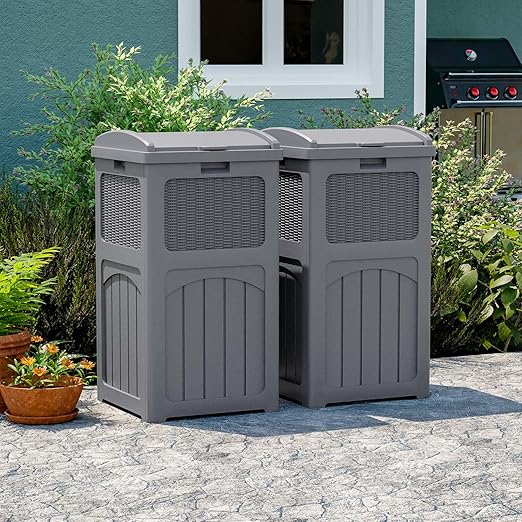 Patiowell 36 Gallon Outdoor Trash Can, Resin Outdoor Garbage Can - Image 2