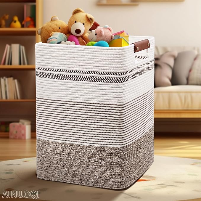 Laundry Hamper - Tall Woven Rope Laundry Basket - Clothes hamper - Image 3