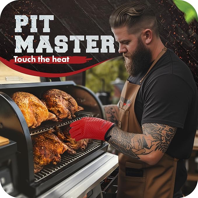 KITCHEN PERFECTION XL Silicone Smoker Oven Gloves-Extreme Heat Resistant BBQ - Image 3