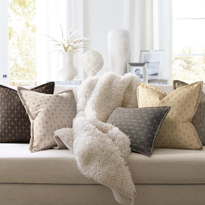 ZWJD Pillow Covers 26x26 Set of 2 Soft Polyester Textured Pillow Covers - Image 6