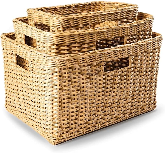 The Basket Lady Tall Rectangular Wicker Storage Basket, 22.5 in L x 16 in W x - Image 2