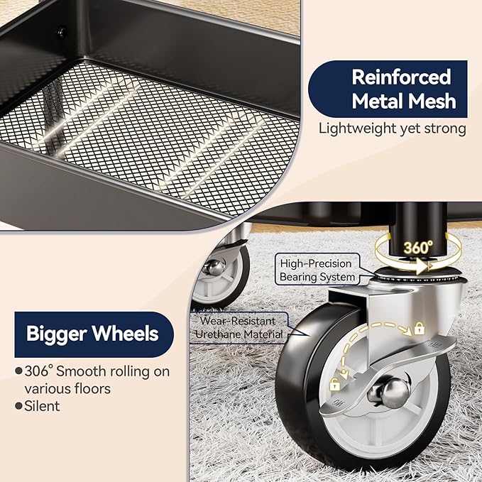 YASONIC 3 Tier Rolling Cart - Image 5