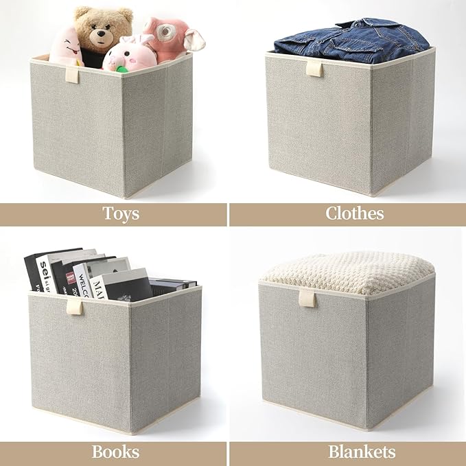 Storage Baskets, 11.8-Inch Woven Fabric Bins, Storage Cubes - Image 4