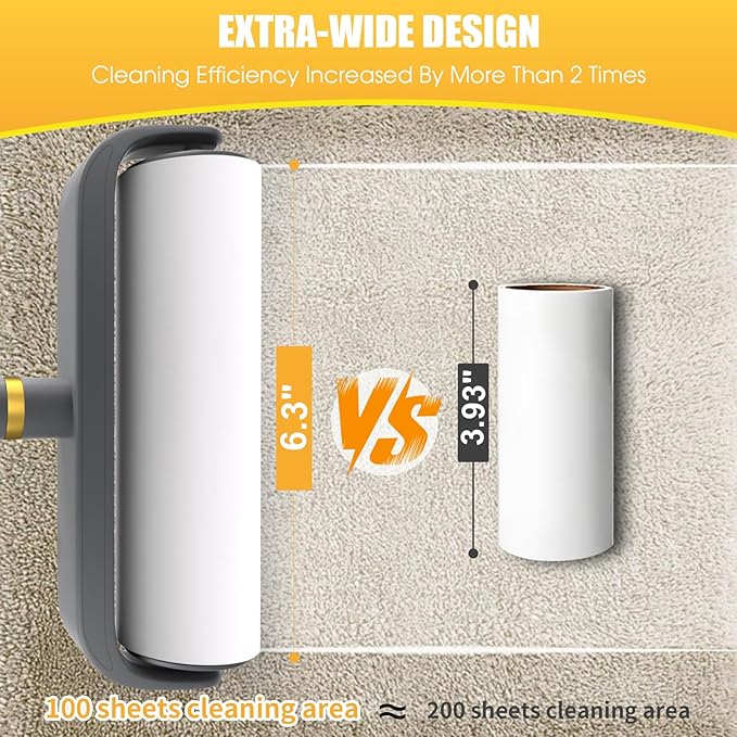Large Surface Lint Roller, 6.3" Extra Sticky Rollers - Image 2