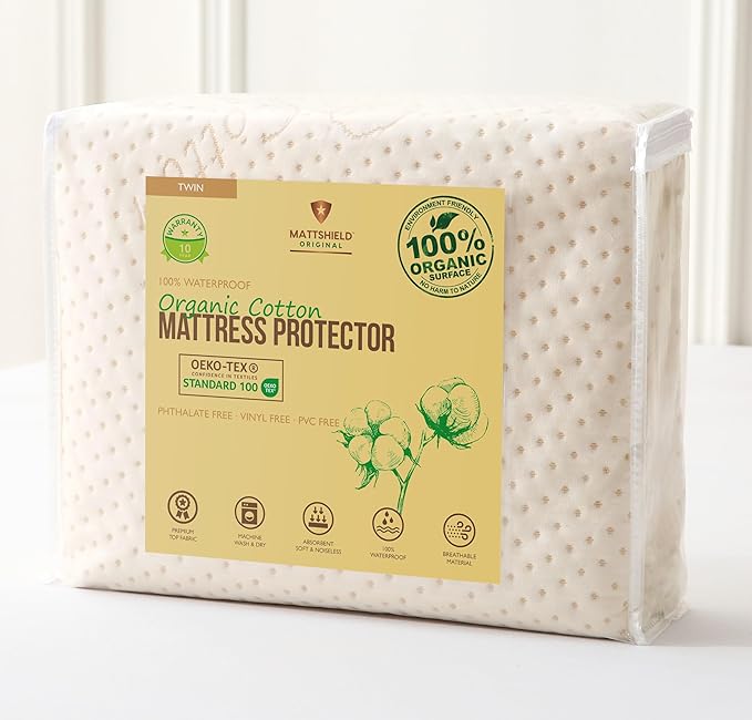 Luxury Waterproof Organic Mattress Protector Twin by MATTSHIELDORIGINAL