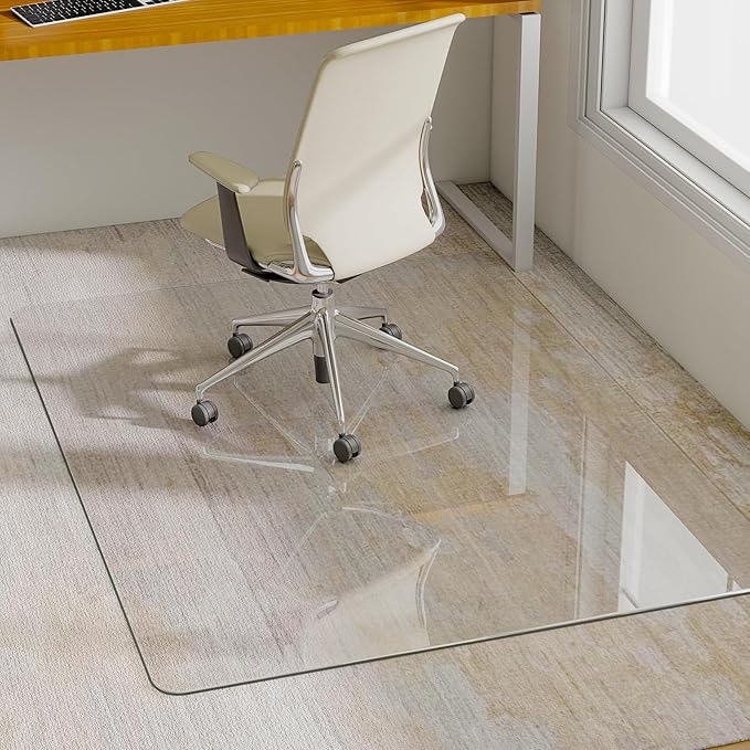 GLSLAND 47"x32" Tempered Glass Chair Mat Heavy-Duty Floor Protector - Image 8