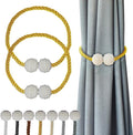 Hion Magnetic Curtain Tiebacks Golden 2pcs, Curtain Tiebacks Buckles Holdbacks by Hion