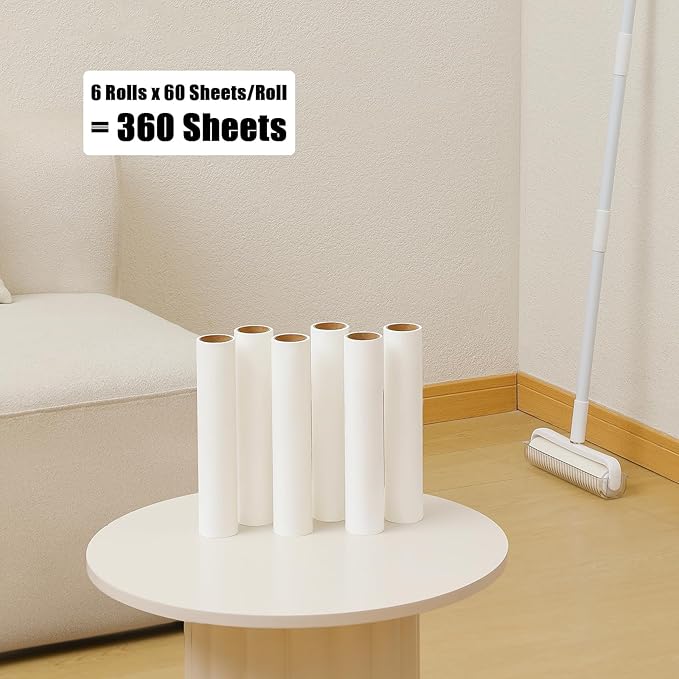 6 Pack 9.45 inch Lint Roller Refill Extra Sticky 9.4-9.5 inch Wide Large Lint - Image 5