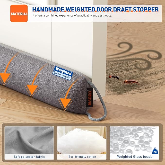 MAGZO Door Draft Stopper, 34 Inch Under Door Draft Blocker Noise Stopper - Image 2