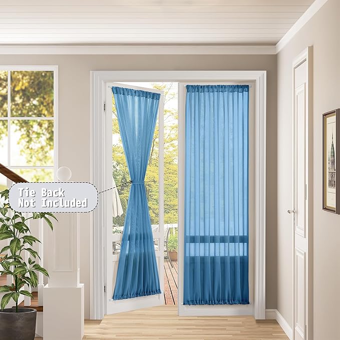Tollpiz Sheer Door Curtain Closet Linen Textured Curtains Sheer Doorway Light - Image 2