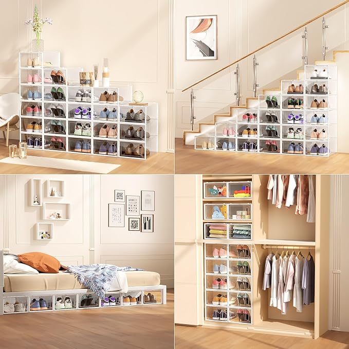 Secret Space 12 Pack Large Shoe Organizer Storage Boxes - Image 6