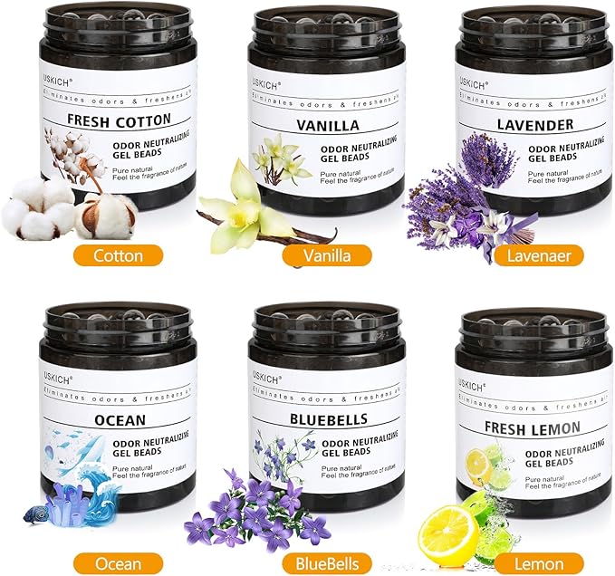 6 Pack Odor Eliminator Gel Beads, 6 kinds of fragrance Clear Air Freshener Made - Image 2