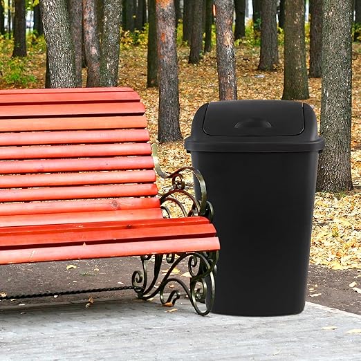 Zopnny 4-Pack Lidded Trash Can, 13 Gallon Black Plastic Garbage Bin - Image 7