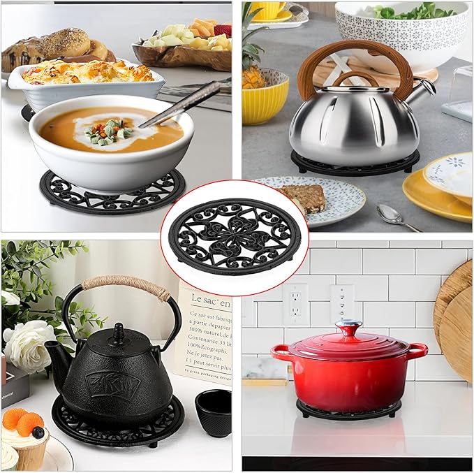 JUXYES 2 PCS Decorative Cast Iron Metal Trivet - Image 9