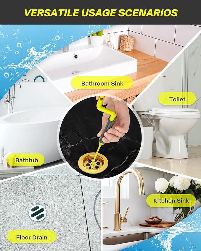 Drain Clog Remover Tool, 30 Inch Sink Snake Hair Clog Remover - Image 7