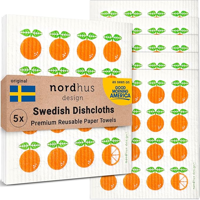 Nordhus Design Swedish Dishcloths, 5 Pack Oranges, Made in Sweden by nordhusdesign