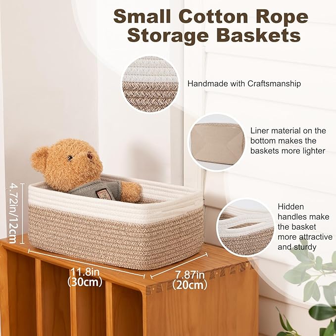 3 Pack Small Storage Baskets for Organizing, Cute Woven Decorative Gift Baskets - Image 2
