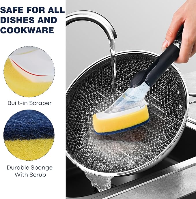 Sponge Brush Refills for OXO Dish Brush, 6 Pack Soap Dispensing Dish Refills - Image 3