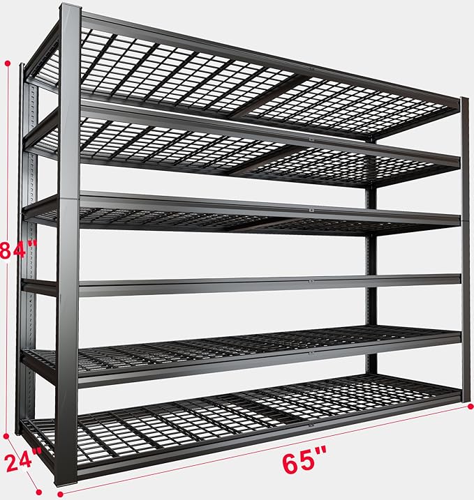 65" W Garage Shelving Heavy Duty, 6 Tier Garage Shelves, Adjustable Storage - Image 2