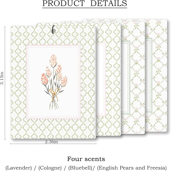 Elegant Rustic Floral Car Air Freshener 4 Pcs, Cottagecore Flower Hanging - Image 4