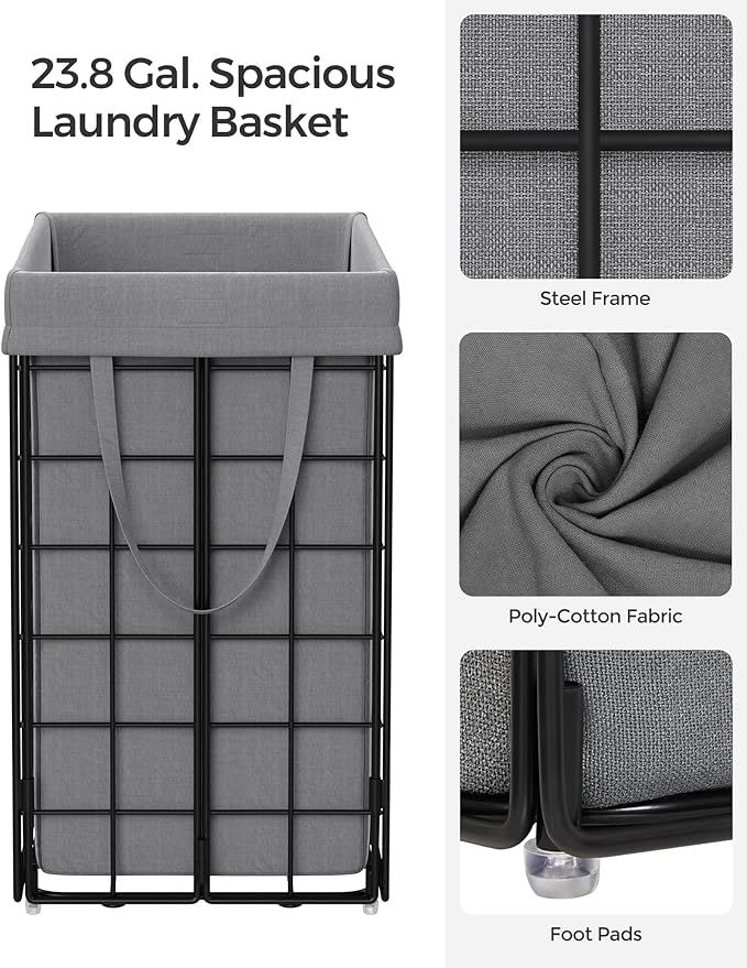 SONGMICS Laundry Hamper, 23.8 Gal. Laundry Basket, Collapsible Clothes Hamper - Image 6