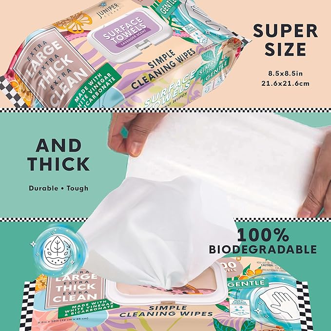 6 Packs Surface Cleaning Wipes Bleach Free, Thick & Large Dispose, All-Purpose - Image 3