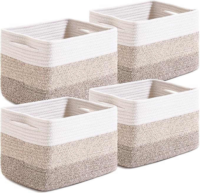 Small Storage Baskets for Organizing Shelves, Woven Cotton Rope Basket for by Unknown