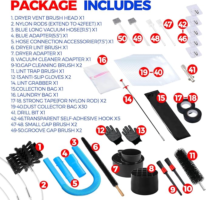 Holikme Dryer Vent Cleaner Kit Dryer Cleaning Tool Include Dryer Vent Brush - Image 6