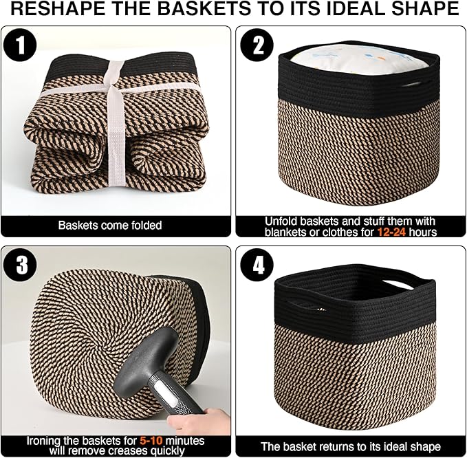 11 Inch Cube Storage Bins, Storage Cube Organizer Bins, Woven Cotton Rope - Image 7