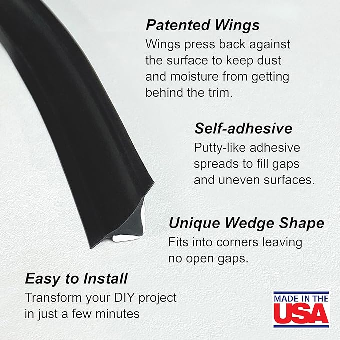 InstaTrim The Original Flexible Trim - 50ft Black 3/4" Wide Caulk Tape - - Image 2