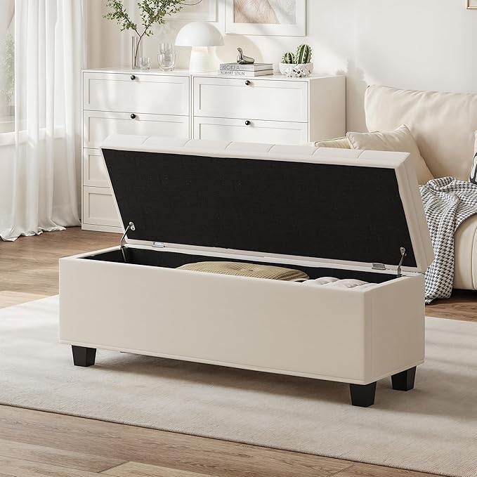 Maupvit Ottoman with Storage, Ottoman Bench with Lift Top, Upholstered Storage - Image 3