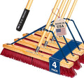 4 Pack Bundle- 24" Soft Sweep Indoor Push Broom by USABroom-HighQuality