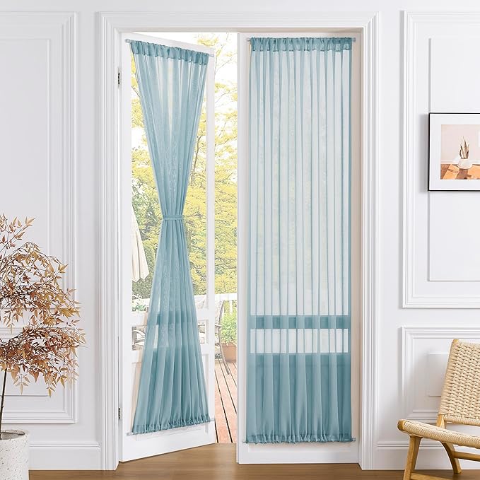 Tollpiz Sheer Door Curtains Closet Linen Textured Curtain Sheers Doorway Light by Tollpiz