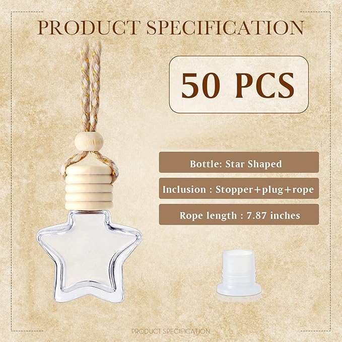 BBTO 50 Pcs Hanging Car Air Freshener Car Diffuser Bottles Empty Glass Perfume - Image 3