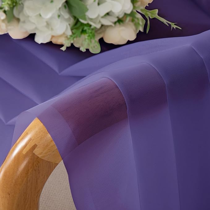 Chyhomenyc Purple Sheer Curtains 72 Inch Length 2 Panels, Light Filtering Soft - Image 4