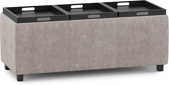 SIMPLIHOME Avalon 42 inch Wide Contemporary Rectangle Storage Ottoman in - Image 4