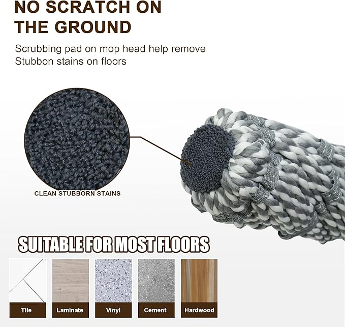 Self Wringing Mop with Bucket- Easy Squeeze Twist Mop with 52.5 Inch Long Handle - Image 7