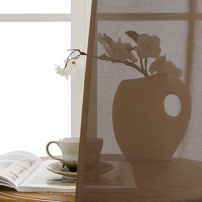 Tollpiz Sheer Door Curtains Closet Linen Textured Curtain Sheers Doorway Light - Image 9