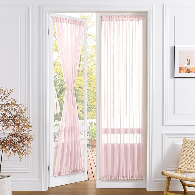 Tollpiz Sheer Door Curtains Closet Linen Textured Curtains Sheer Doorway Light by Tollpiz