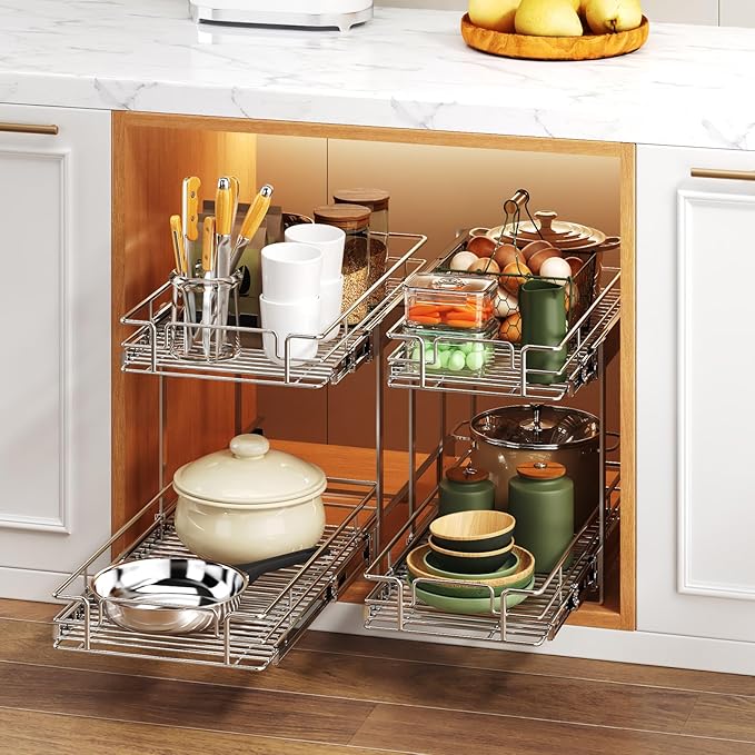 2 Tier Individual Pull Out Cabinet Organizer 16½" W x 21½" D, Heavy Duty - Image 6
