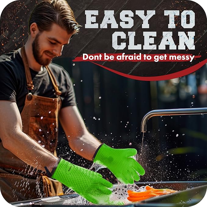 KITCHEN PERFECTION Silicone Smoker Oven Gloves -Extreme Heat Resistant BBQ - Image 7