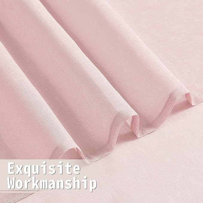 Tollpiz Sheer Door Curtains Closet Linen Textured Curtains Sheer Doorway Light - Image 8