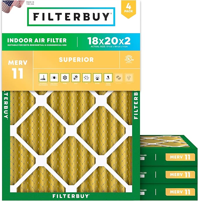 Filterbuy 18x20x2 Air Filter MERV 11 Allergen Defense Replacement, by Filterbuy