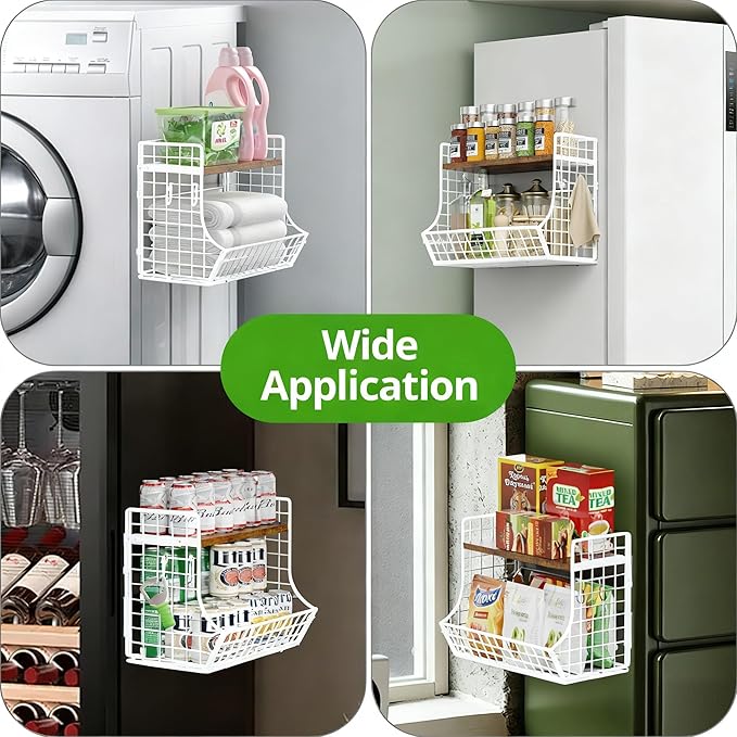 Magnetic Shelf for Fridge with Wood Lid, Fruit Potato and Onion Storage Bins - Image 4