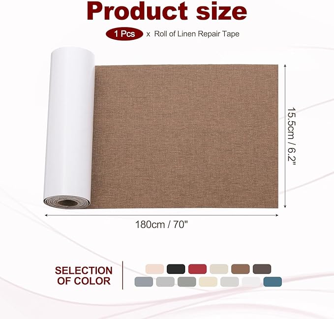 PATIKIL 70x6.2 Inch Linen Repair Tape, Repair Fabric Patch Self Adhesive Couch - Image 2