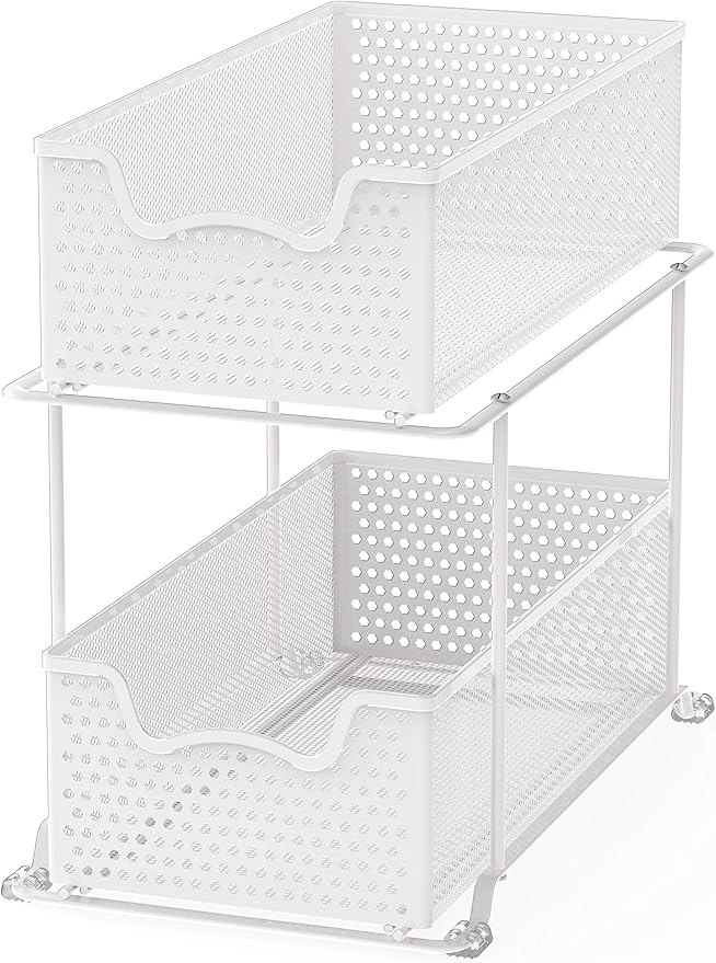 SIMPLE HOUSEWARE 2 Tier Sliding Cabinet Basket Organizer Drawer - Image 4